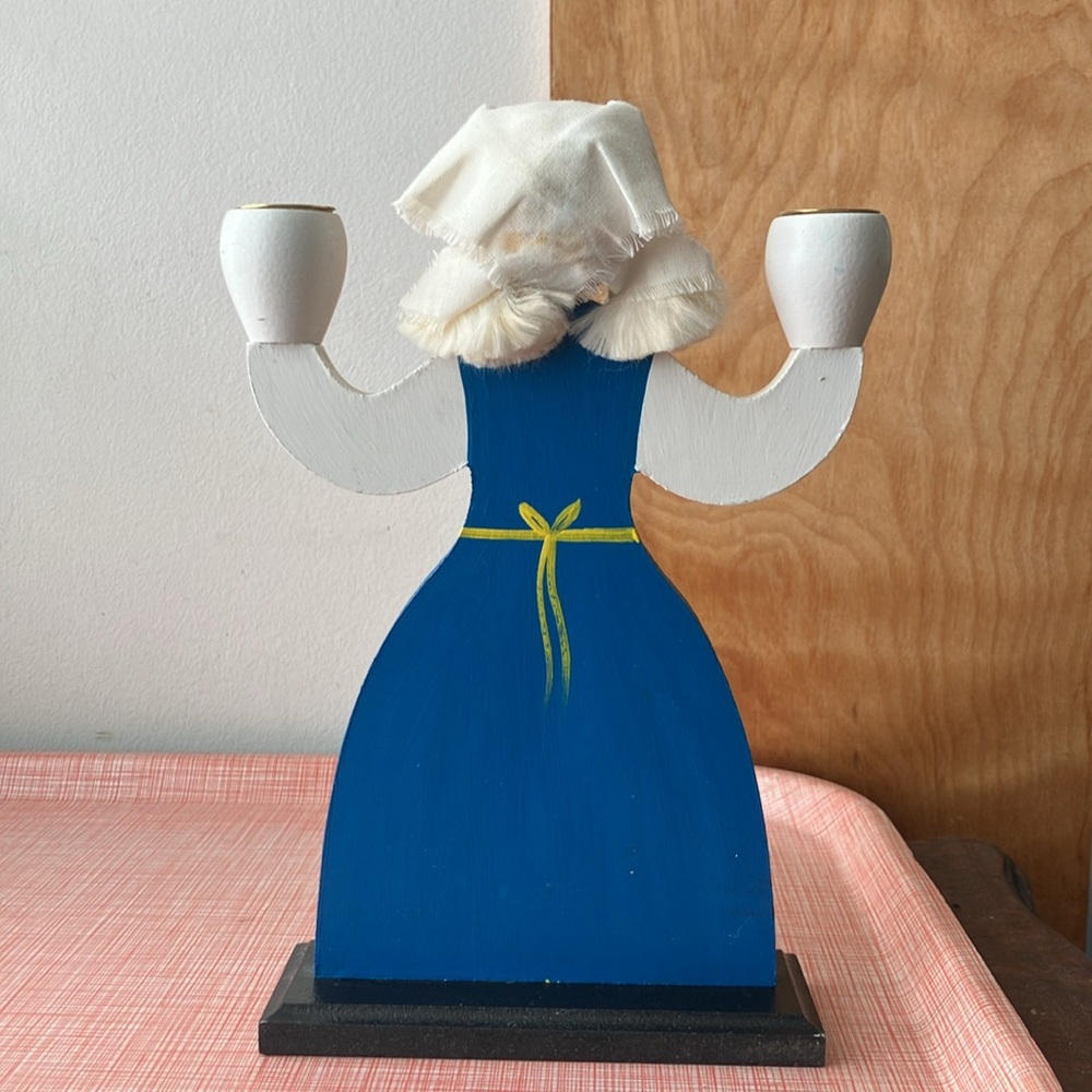 Hantverksboden Swedish Handcrafted Wooden Doll Candle Holder - Blue and Yellow - Picture 2 of 15